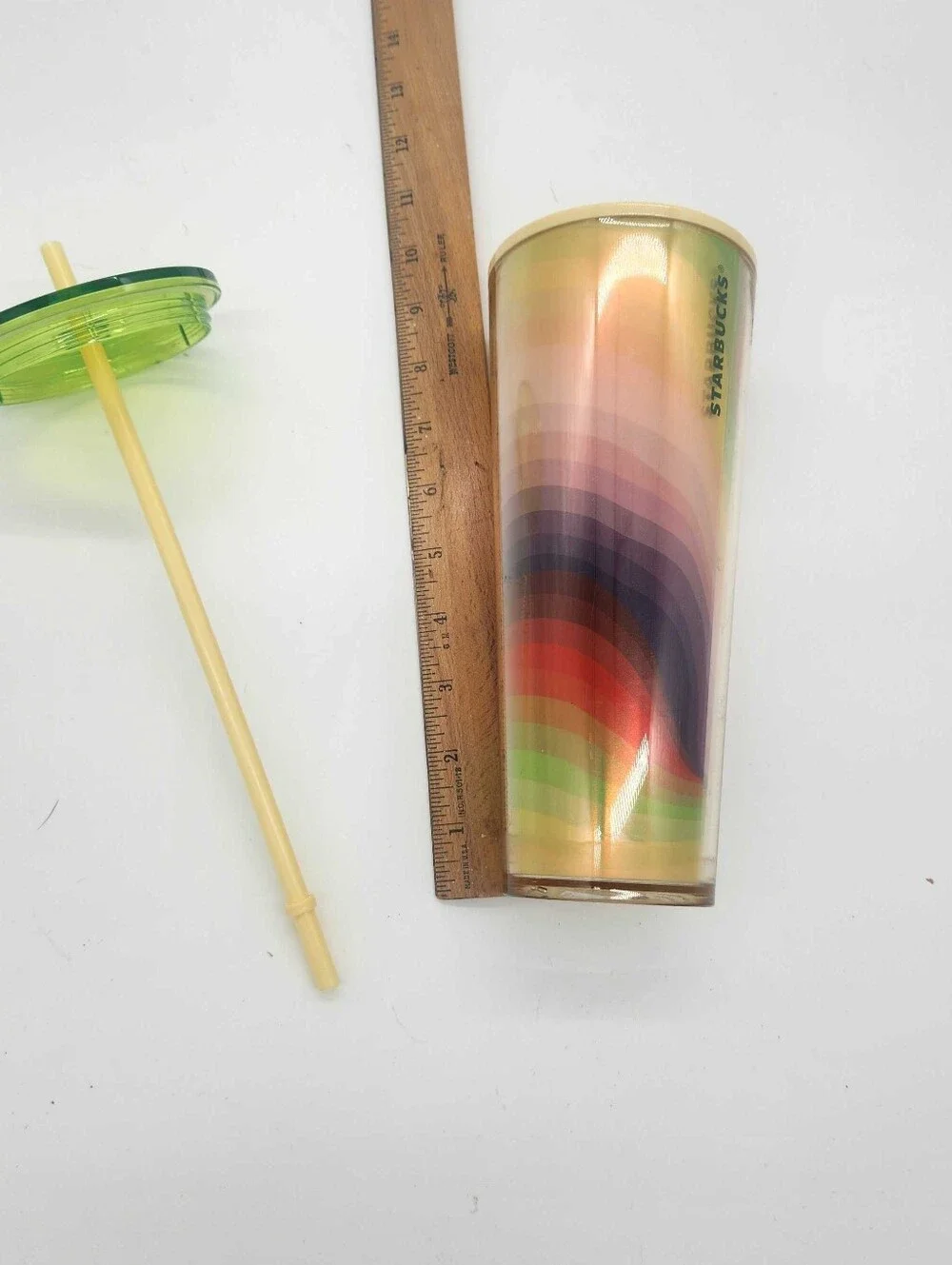Starbucks 2024 Retro Rainbow Wave Cold Cup 24oz Tumbler Lid Straw Venti